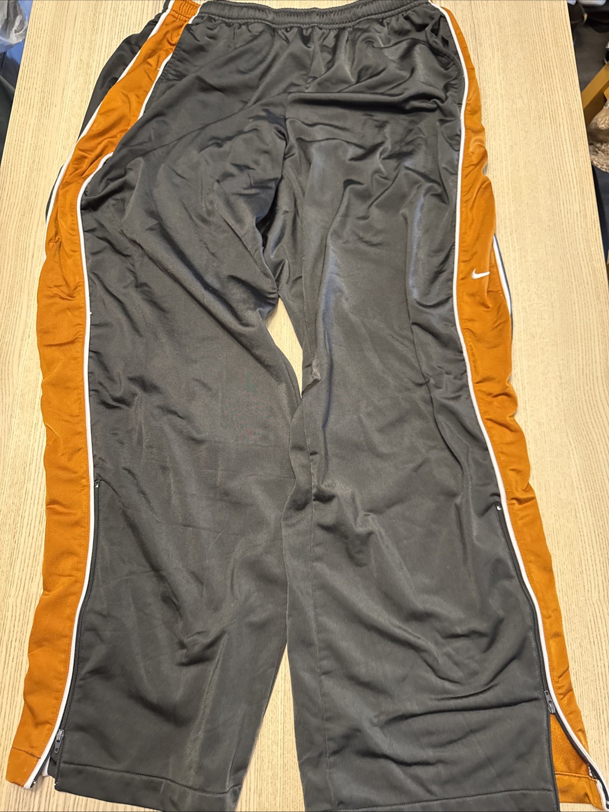 Vintage Nike Track Pants Charcoal Grey Orange Piping Wide Leg Y2K Streetwear XL