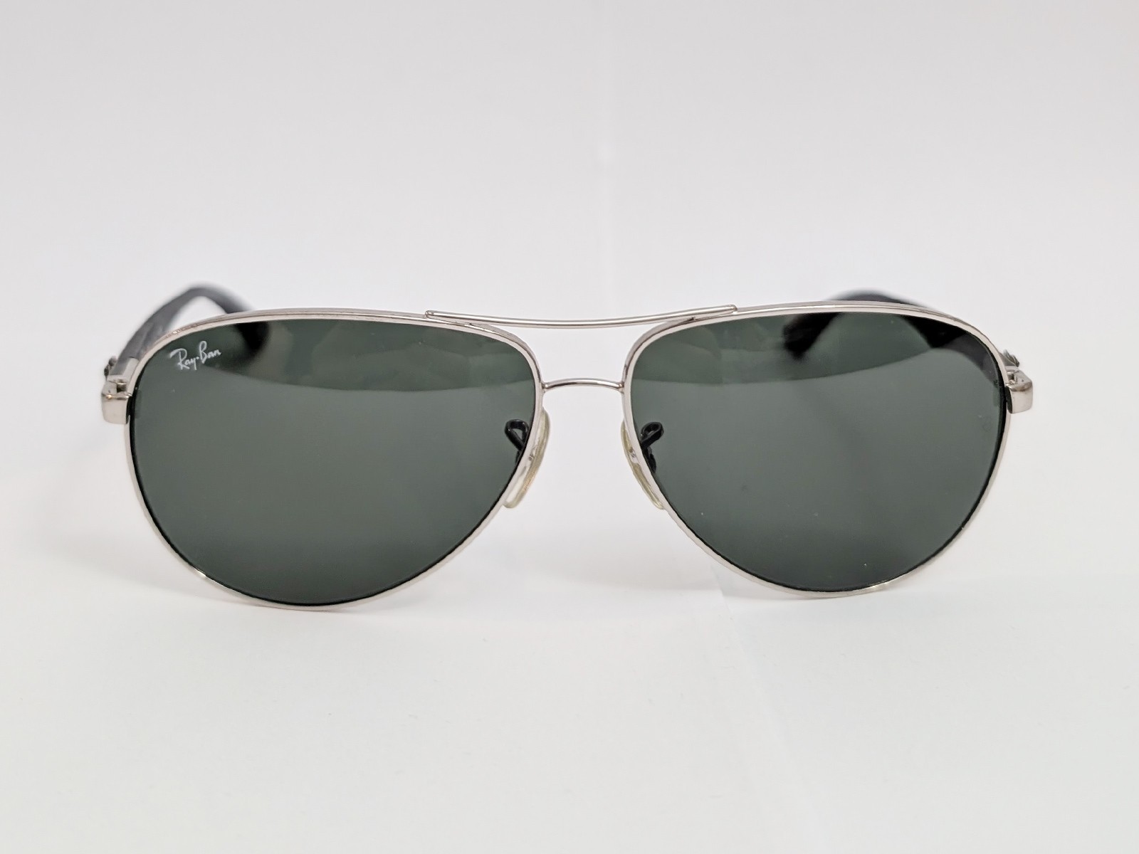 Ray-Ban RB8313 Aviator Sunglasses Silver Carbon Fiber Green Lens 003/40 61-13