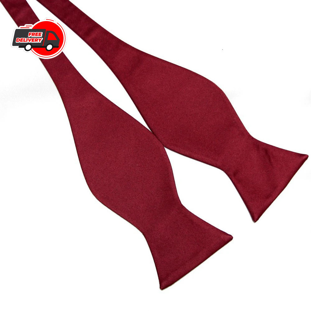 Mens Silk Satin Adjustable Bowties Self Bow Tie Solid Color Vintage Bowtie.