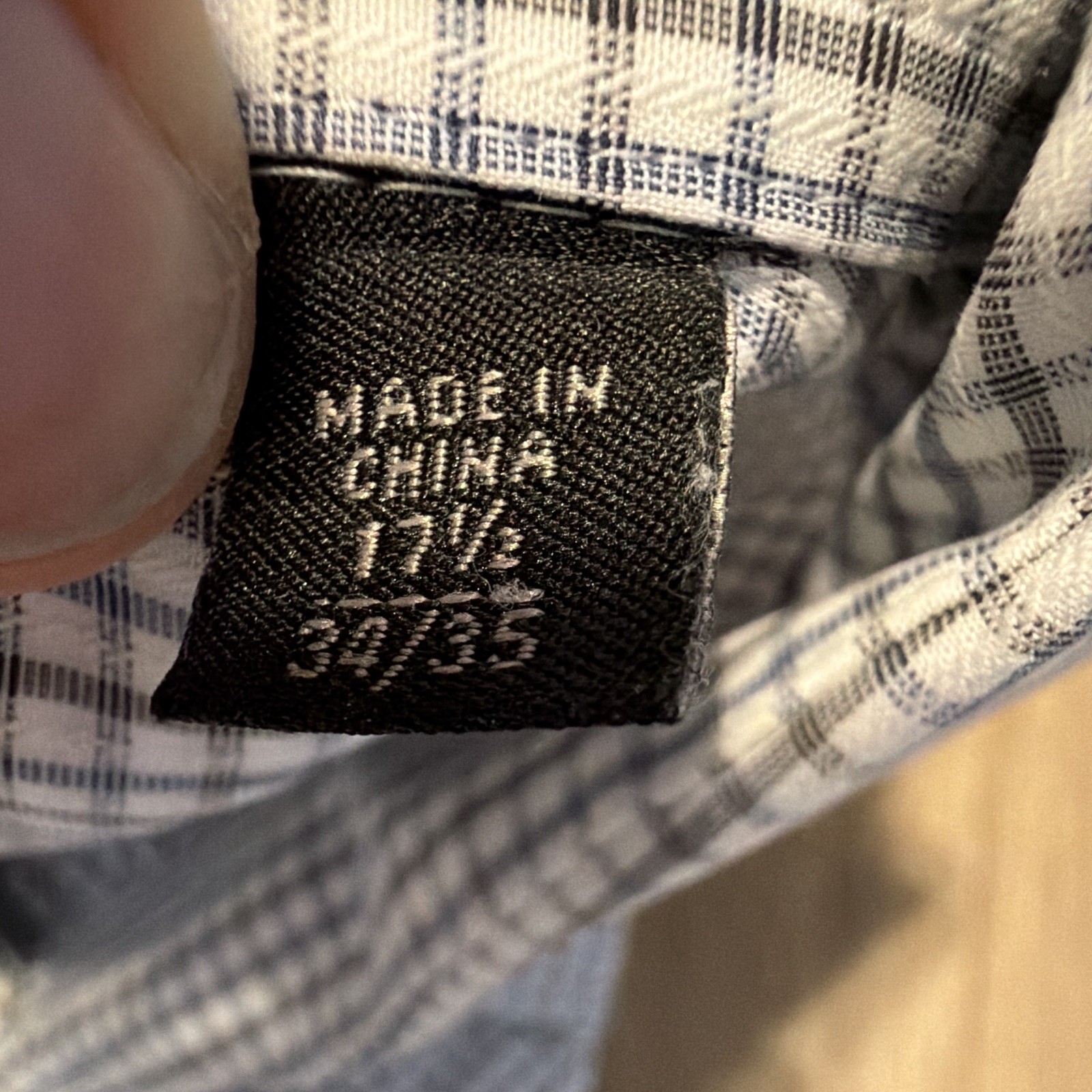 John Varvatos U.S.A. Men’s Trim Fit Blue/White Check Dress Shirt 17.5 32/33