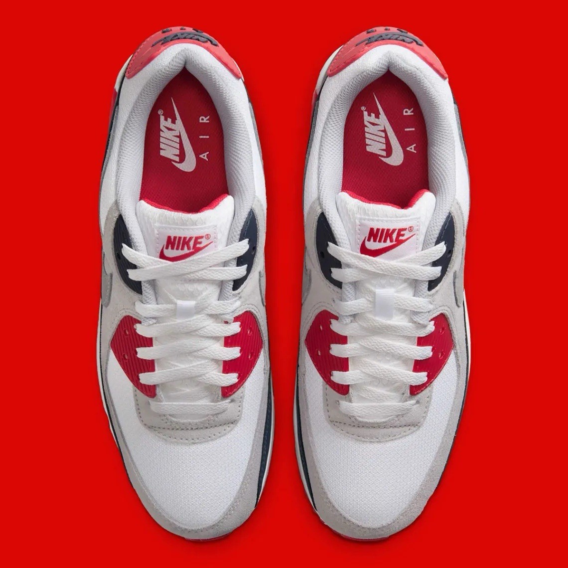 Nike Air Max 90 Cool Grey University Red USA Running Shoes DM0029-117 Men’s NEW