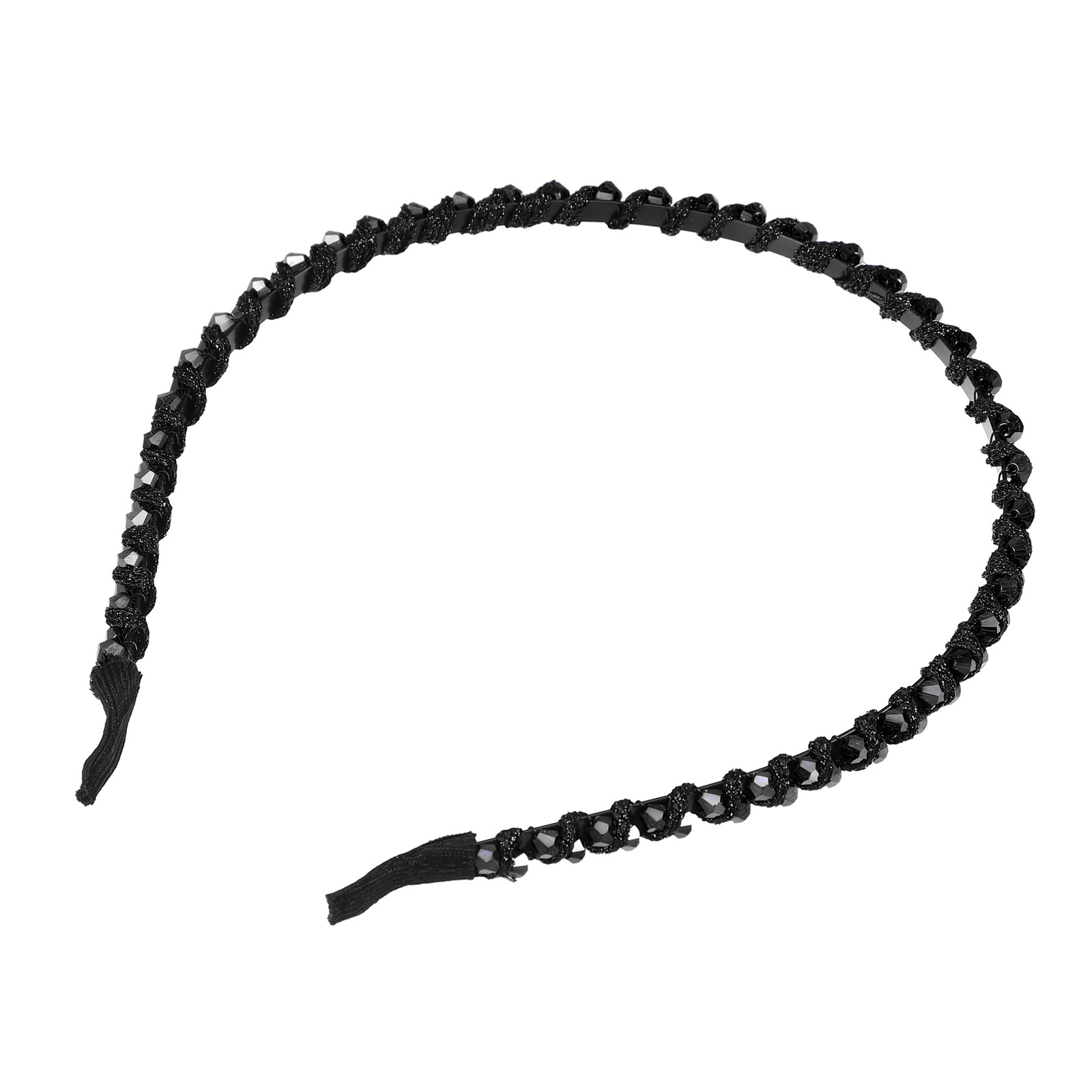 1 Pcs Rhinestone Hair Hoop Headband Thin Hairband for Women Black 0.24“ Wide