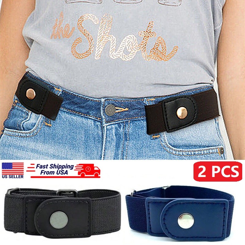 4Pcs No Buckle Belt for Men & Women Stretch Elastic Invisible Adjustable Belt US