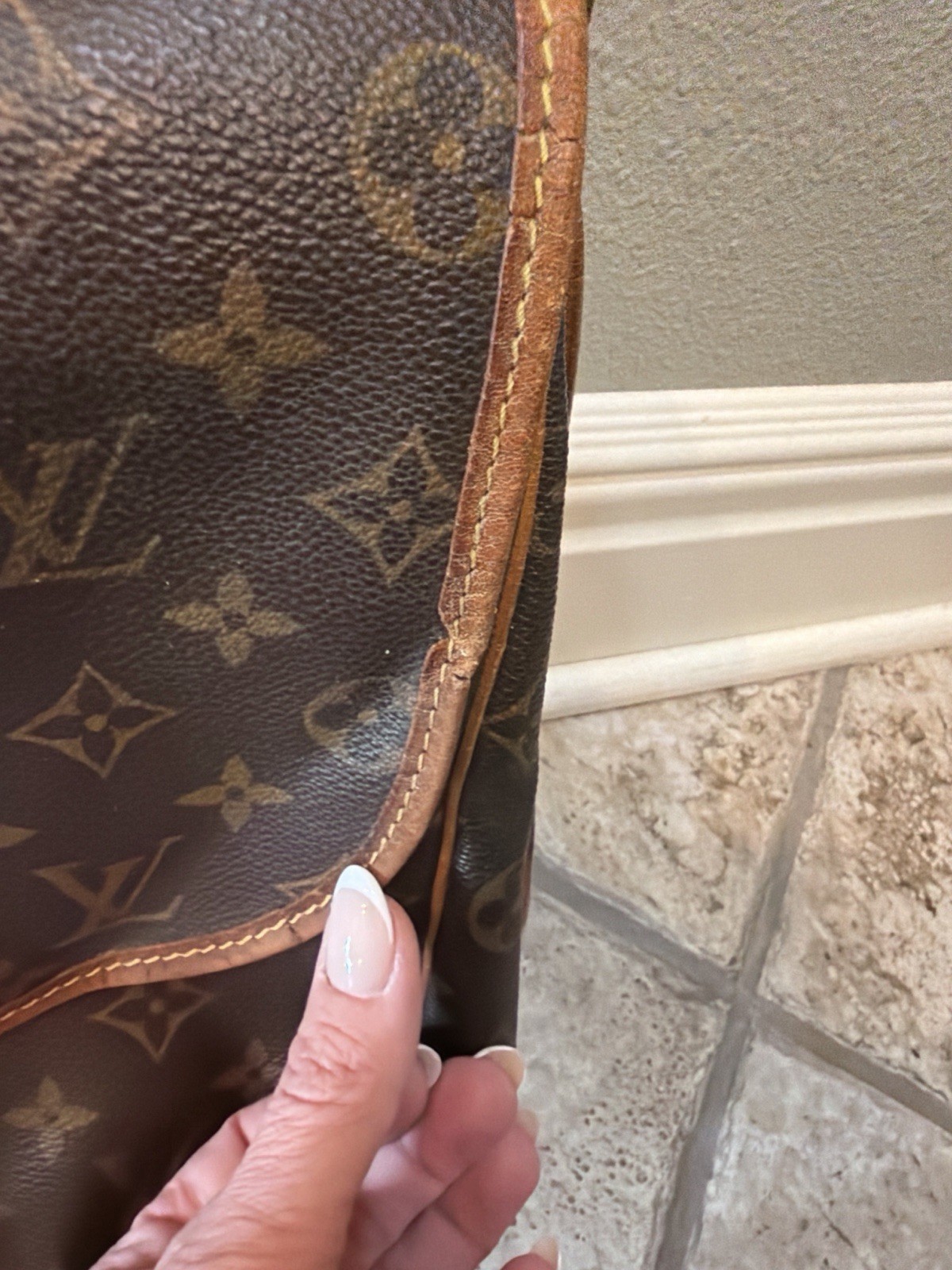 Louis Vuitton Brown Monogram Saumor Shoulder Bag, Buckle Closure, Gold Hardware