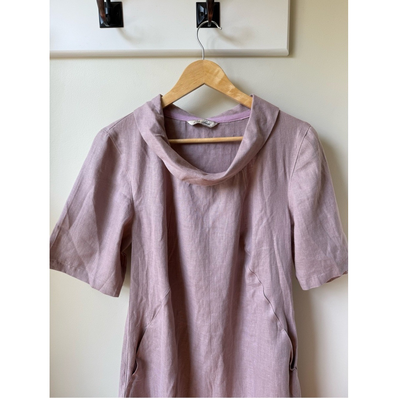 ODA LUX Linen Minimalist Cowl Dress Sustainable Ethical Slow Fashion Lagenlook M