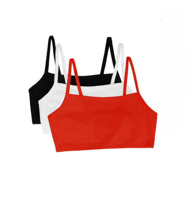 Fruit of The Loom Women’s Spaghetti Strap Cotton Pull Over 3 Pack Sports Bra