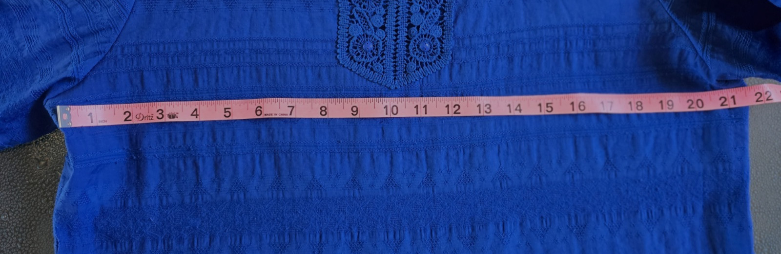 Alfred Dunner 14 Tunic Blouse Blue V Neck Beaded Embroidered 3/4 Sleeve
