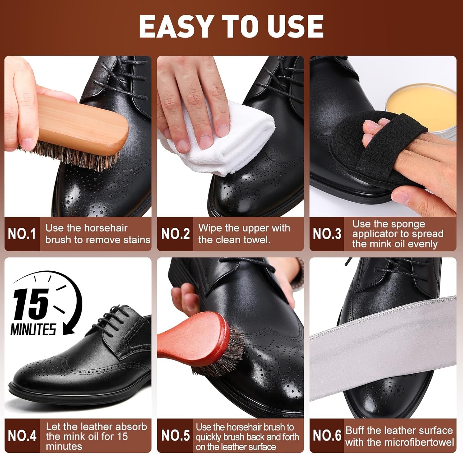 6-in-1 Mink Oil Leather Conditioner 3.52oz Cleaner for Boots Shoes Jackets