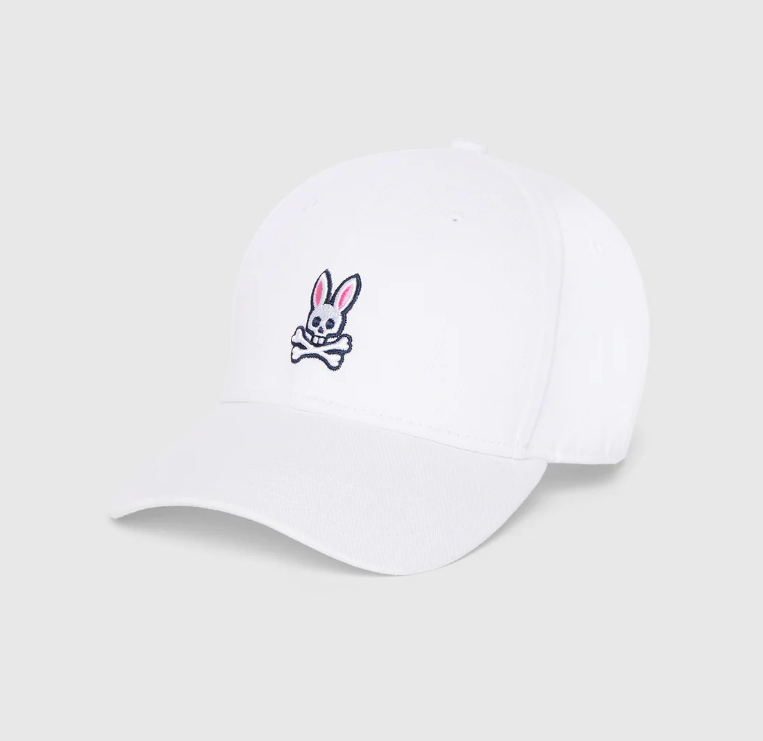 *NEW* Men Psycho Bunny Classic Baseball Cap White (B6A816A1HT 100) 👍