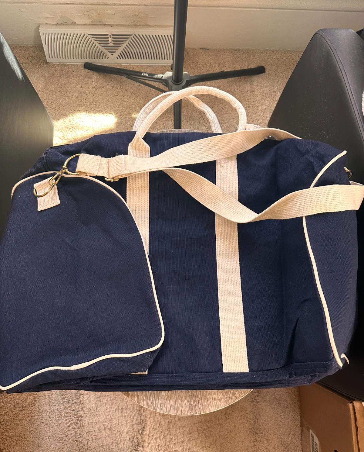 Vintage Polo Ralph Lauren Crest Logo Navy Blue Canvas – Large Duffle Bag
