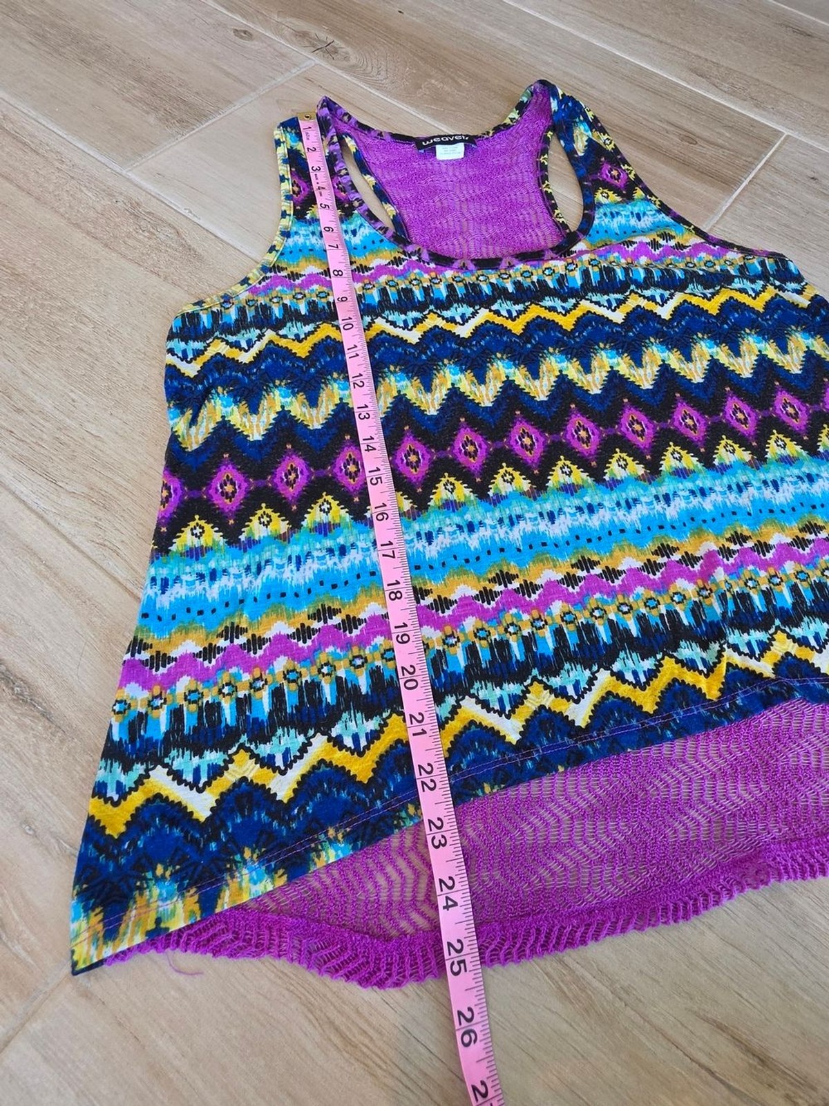 Weavers Purple Multicolor Geometric Mesh Racerback Tank Size XXL