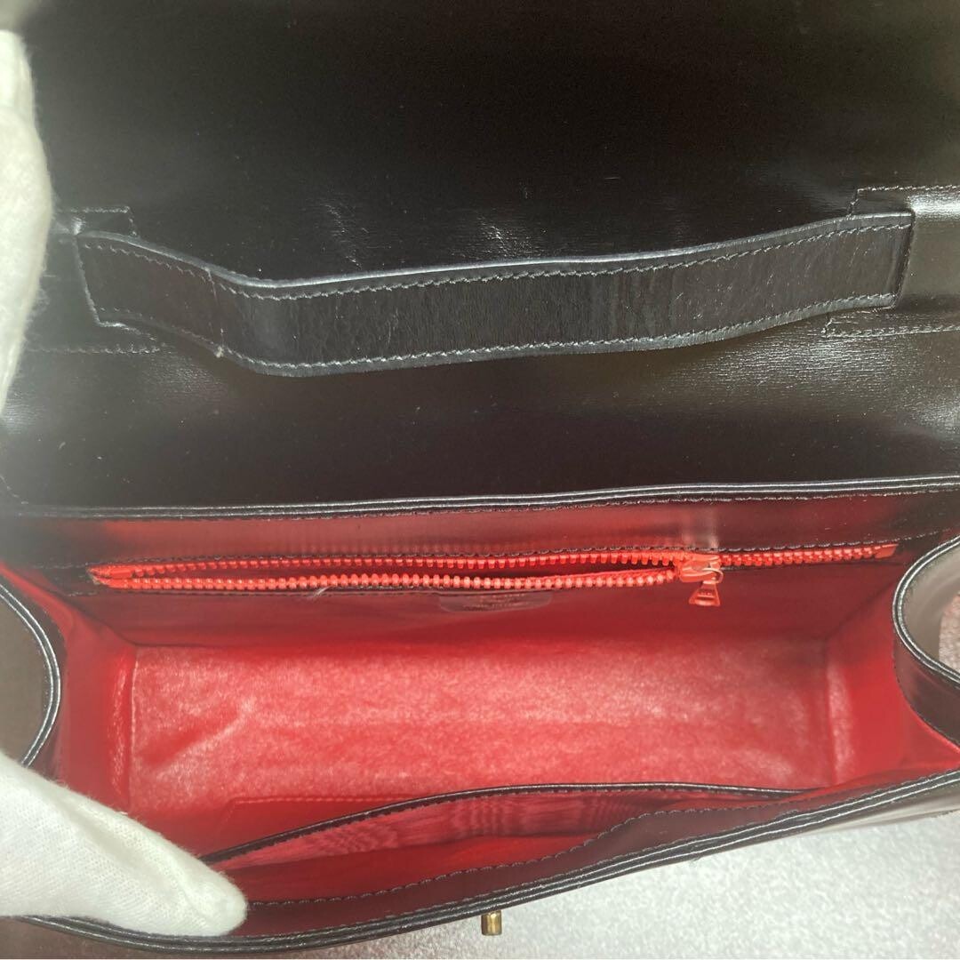 CELINE Shoulder Bag Leather Black Vintage Authentic From Japan