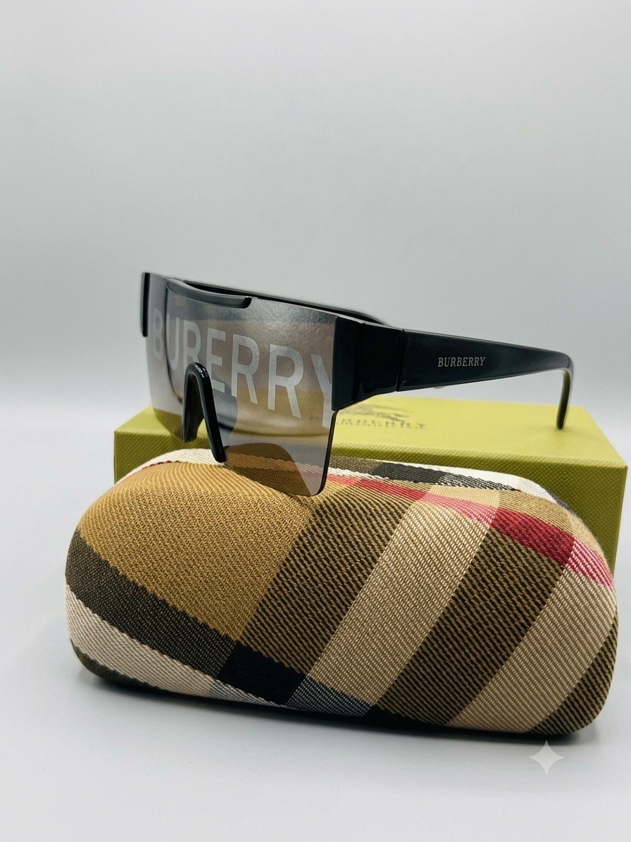 Burberry Women’s Shield Sunglasses Black Plastic Frame Brown Tinted Lens w/ Case
