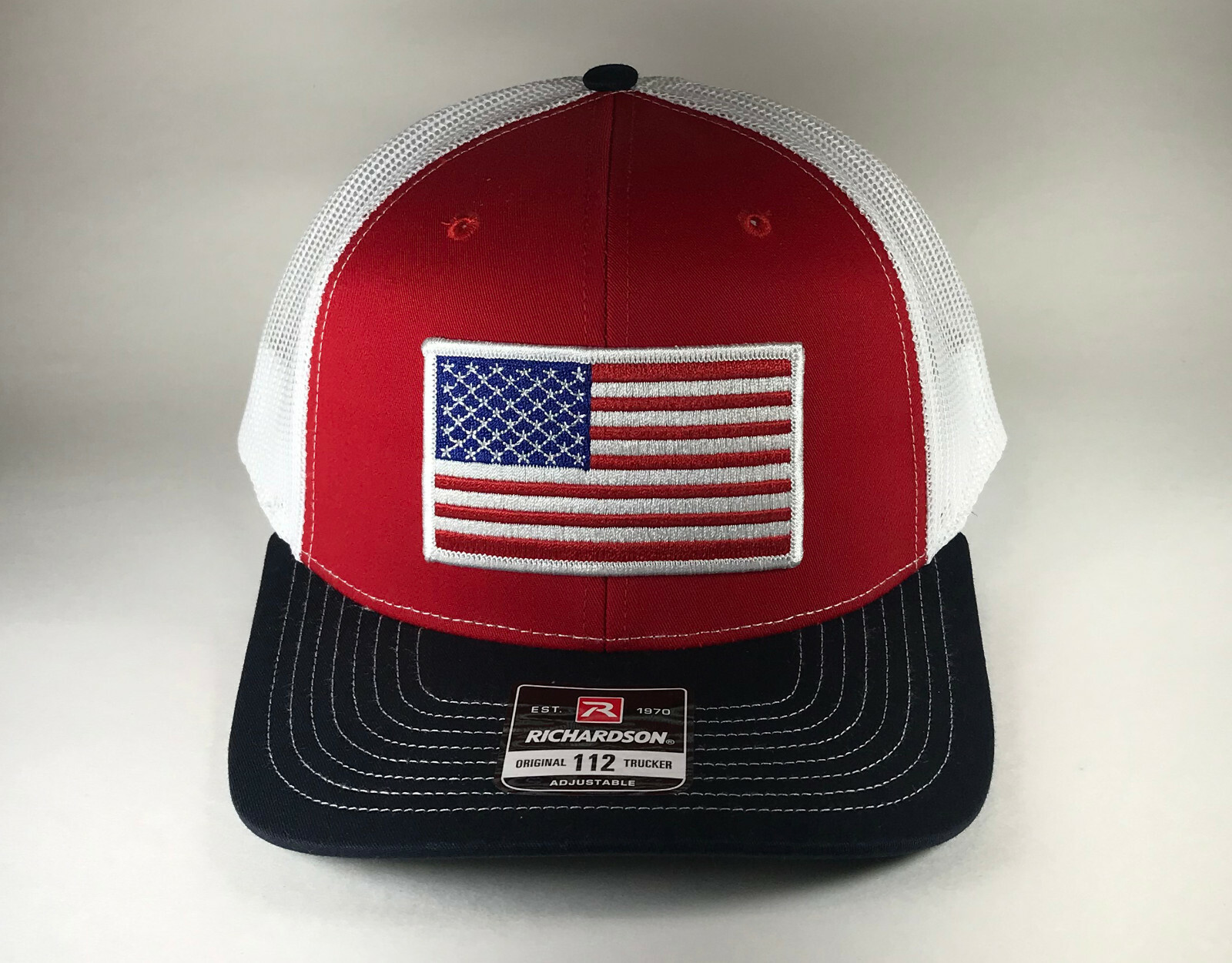 Richardson 112 American Flag 6 Panel Adjustable Snapback Trucker Mesh Hat