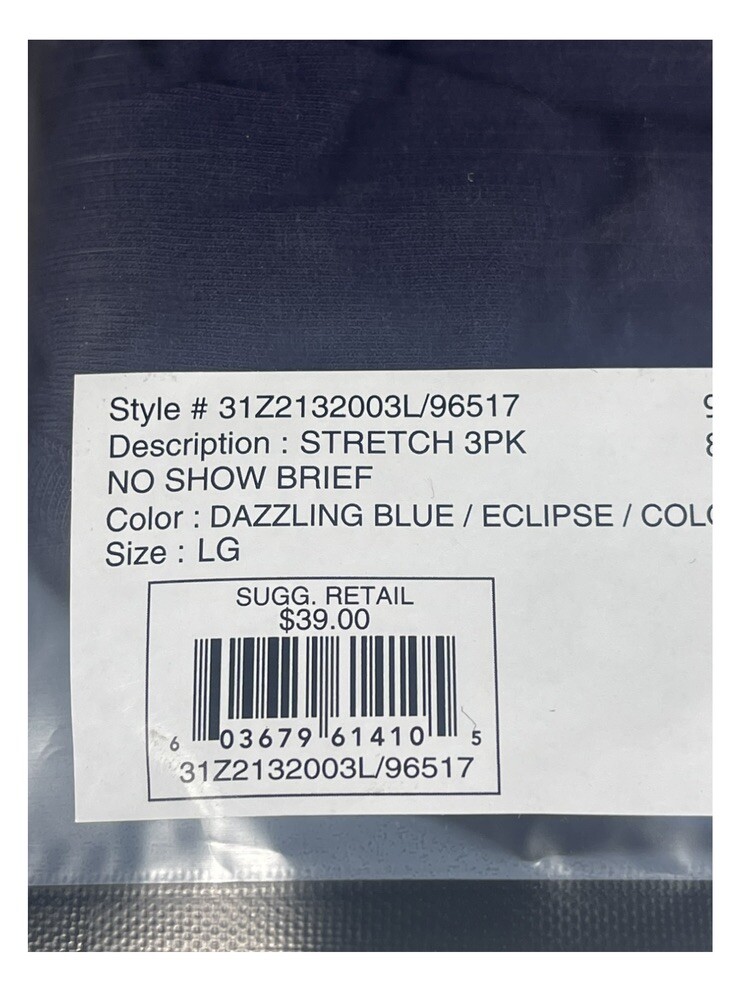 NWT 2(x)ist. 3 Pack. Breathable Stretch No Show Briefs. Blue. MSRP $39.00