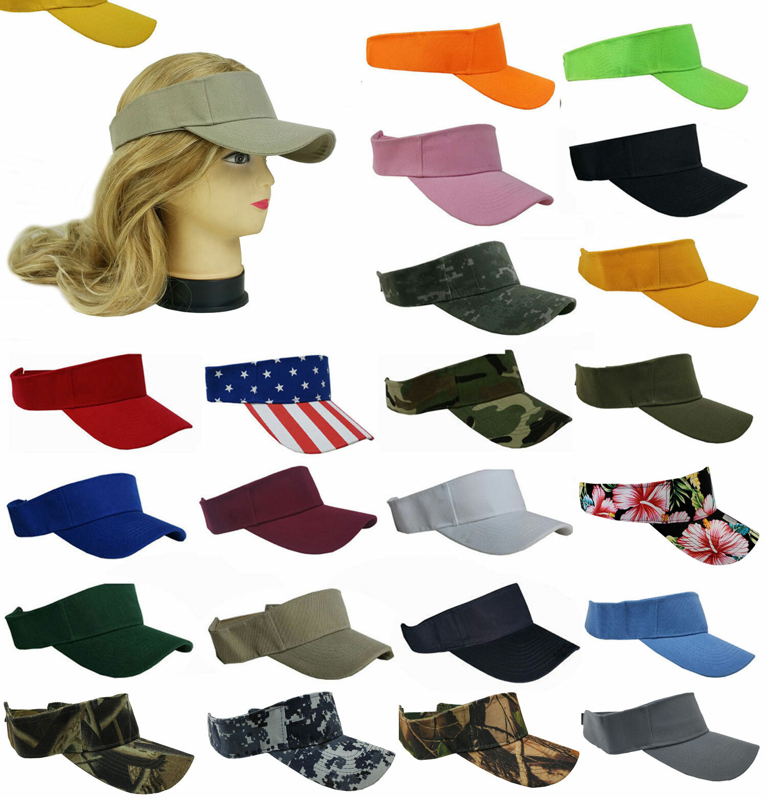 Visor Sun Plain Hat Sports Cap Colors Golf Tennis Beach New Adjustable Men Women