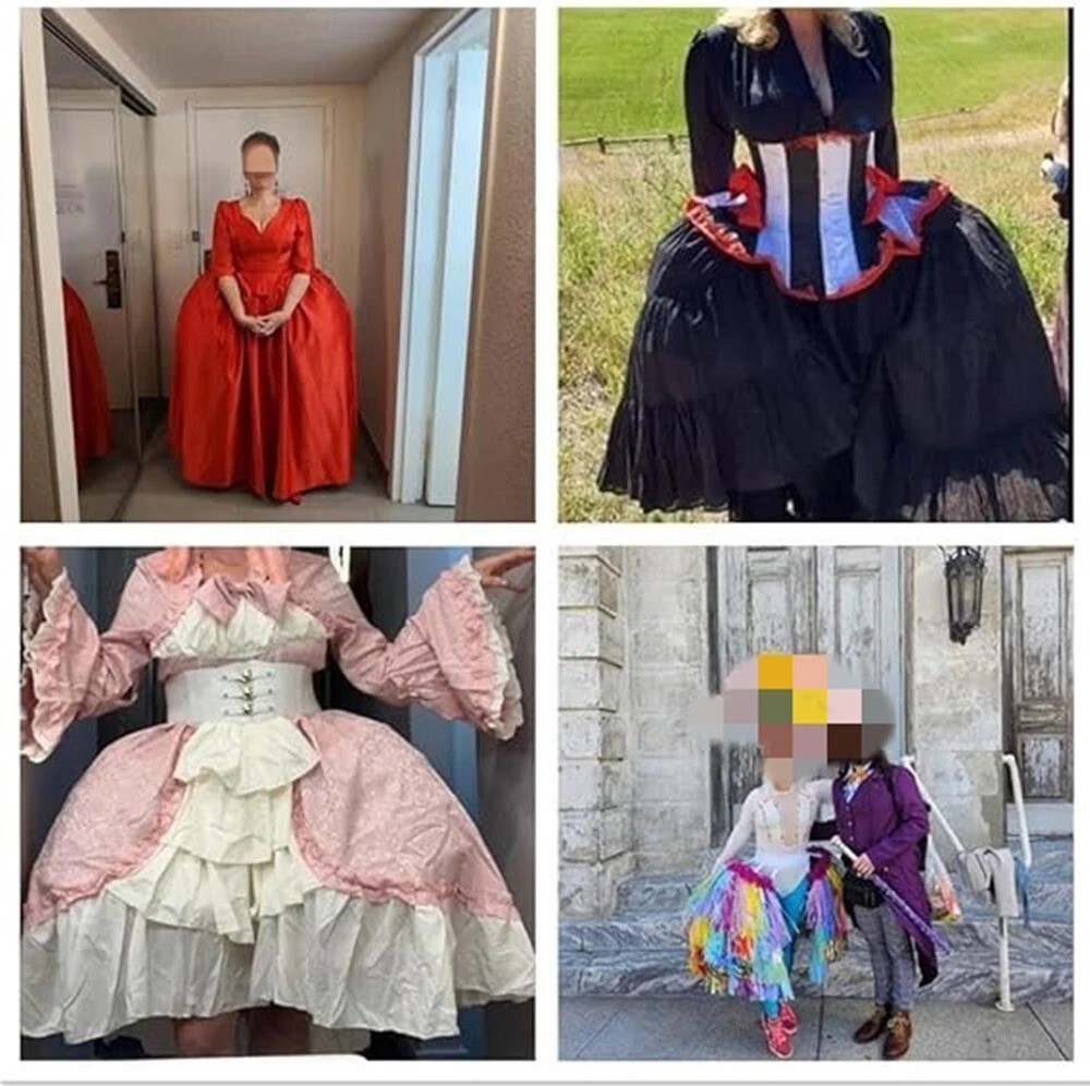Womens Hoop Skirts for Rococo Victorian Dress Double Pannier Crinoline Bustle