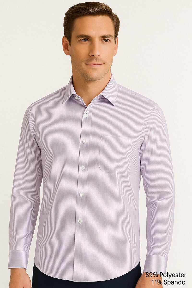 Club Room Mens Regular Fit Traveler Long Sleeve Shirt in Lavender Sz 17 34 to 35