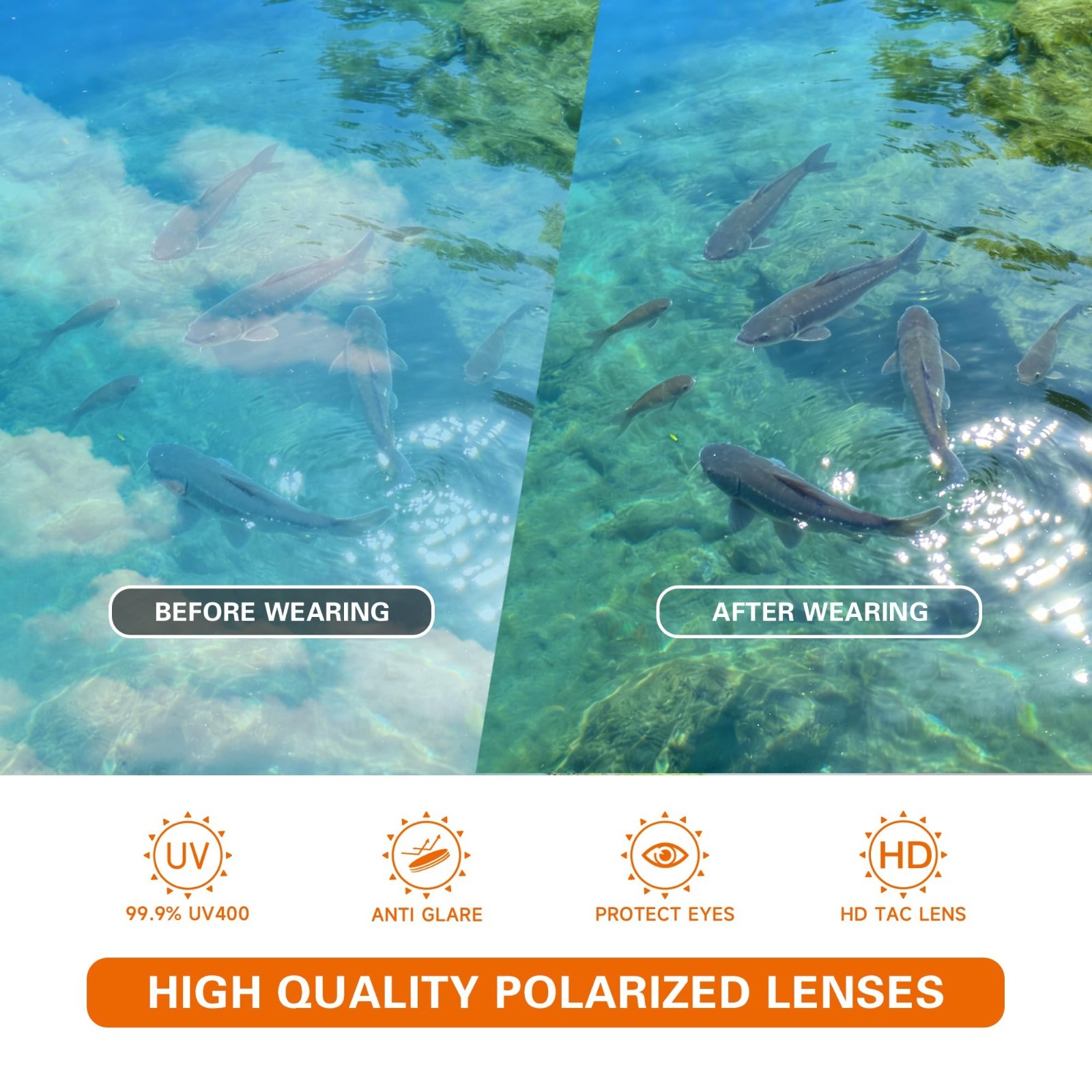 Polarized UV400 Fishing Sunglasses for Men & Women – Wrap Around Sports Glasses