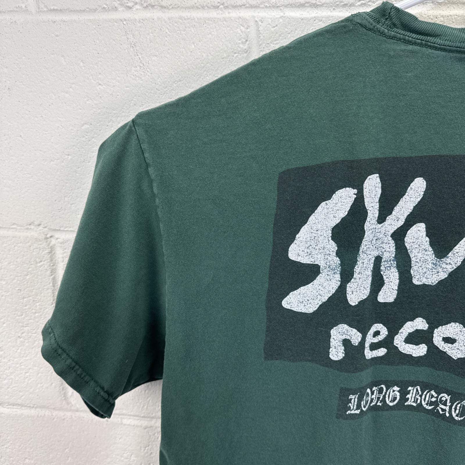 VINTAGE SUBLIME SKUNK RECORDS LBC Joint Logo 90’s T Shirt XL Green Repaired RARE