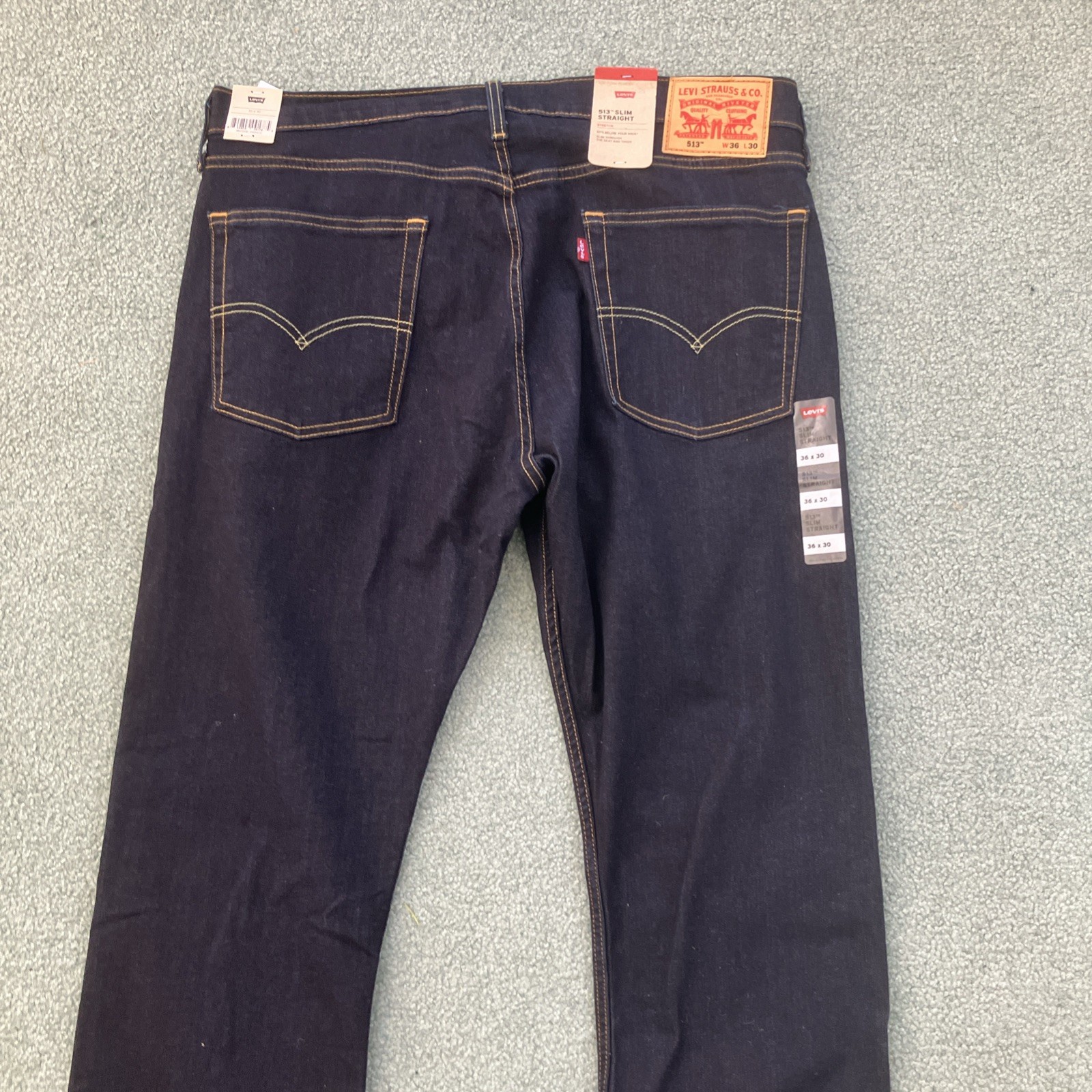 NWT Men’s Levi’s 513 Slim Stretch Straight Dark Wash Blue Jeans Size 36”x30”