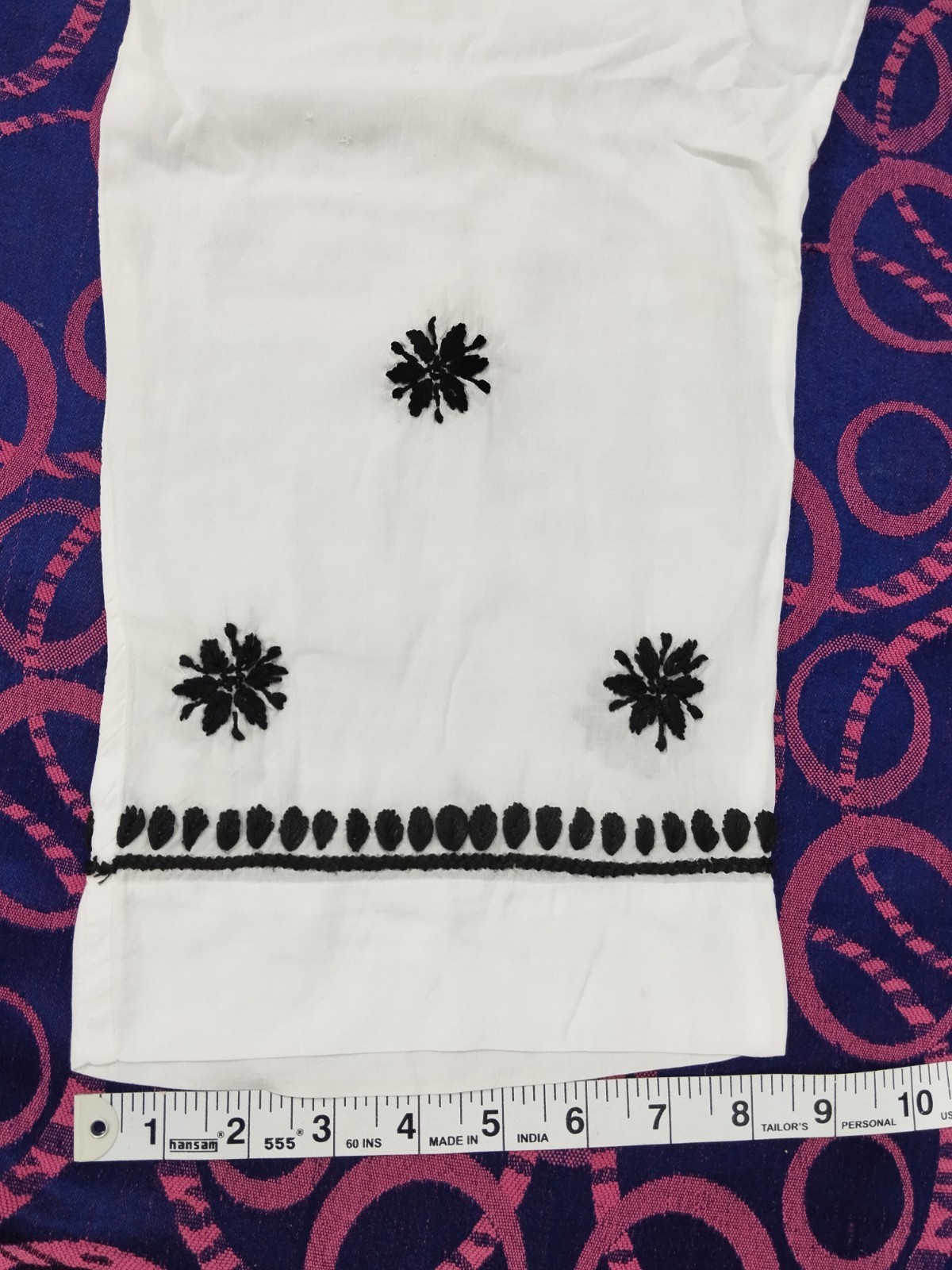 KURTI Co-Ord Set L XL 2XL 3XL 4XL 5XL HANDMADE CHIKAN EMBROIDERY 100% COTTON