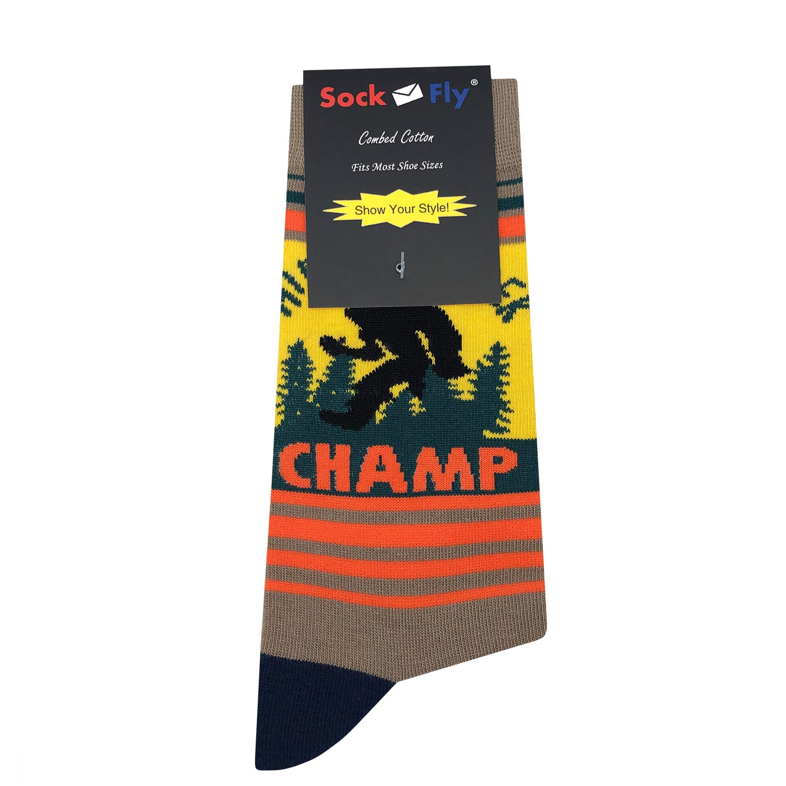 NWT Hide Bigfoot Dress Socks Novelty Men 8-12 Multicolor Crazy Fun Sockfly