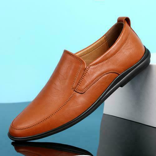 Men faux Leather Slip On Loafers Pointed Toe Business Casual Dress Walking Shoes
