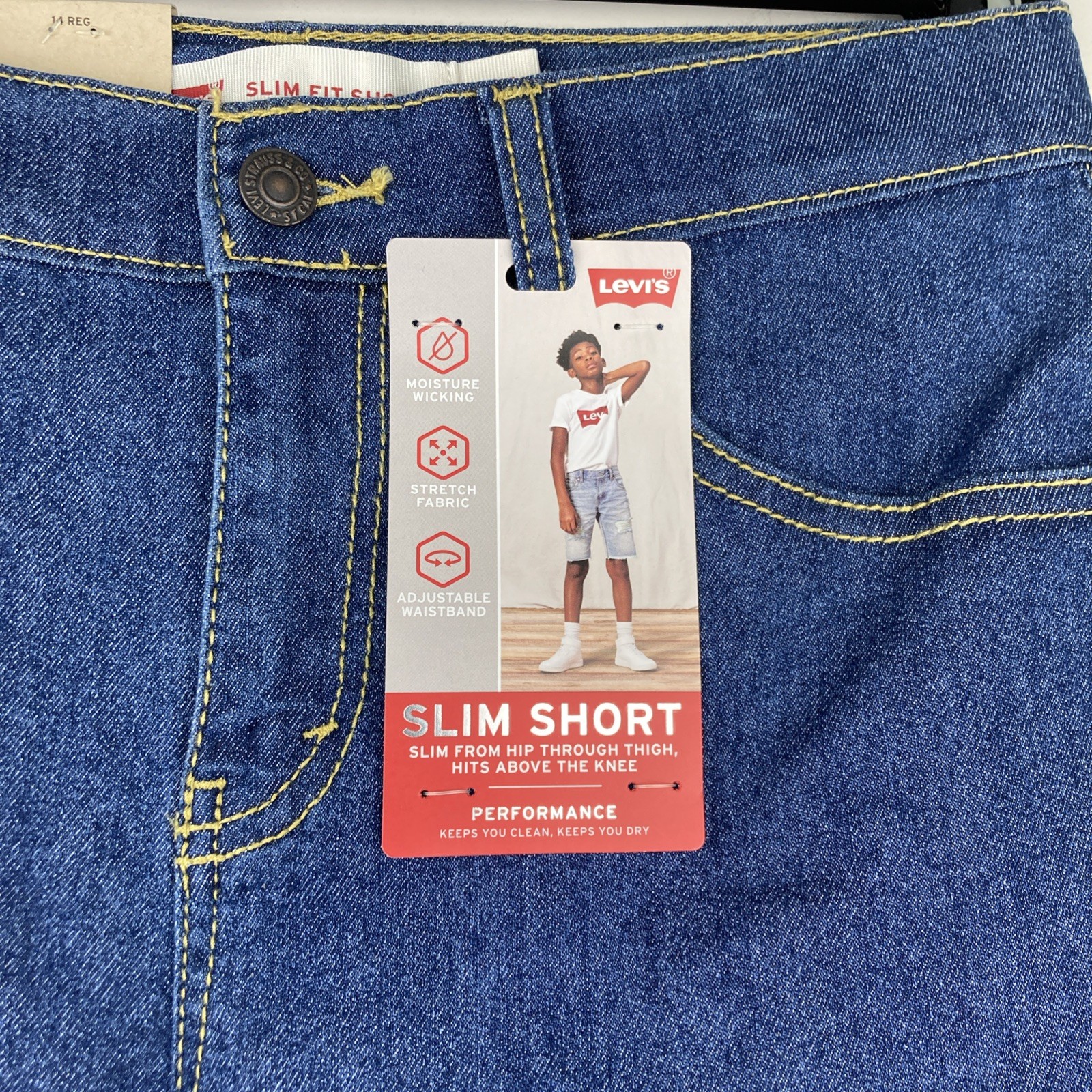 Levi’s Boys Zip Belt Loops Adjustable Waistband Short 14 reg E091303