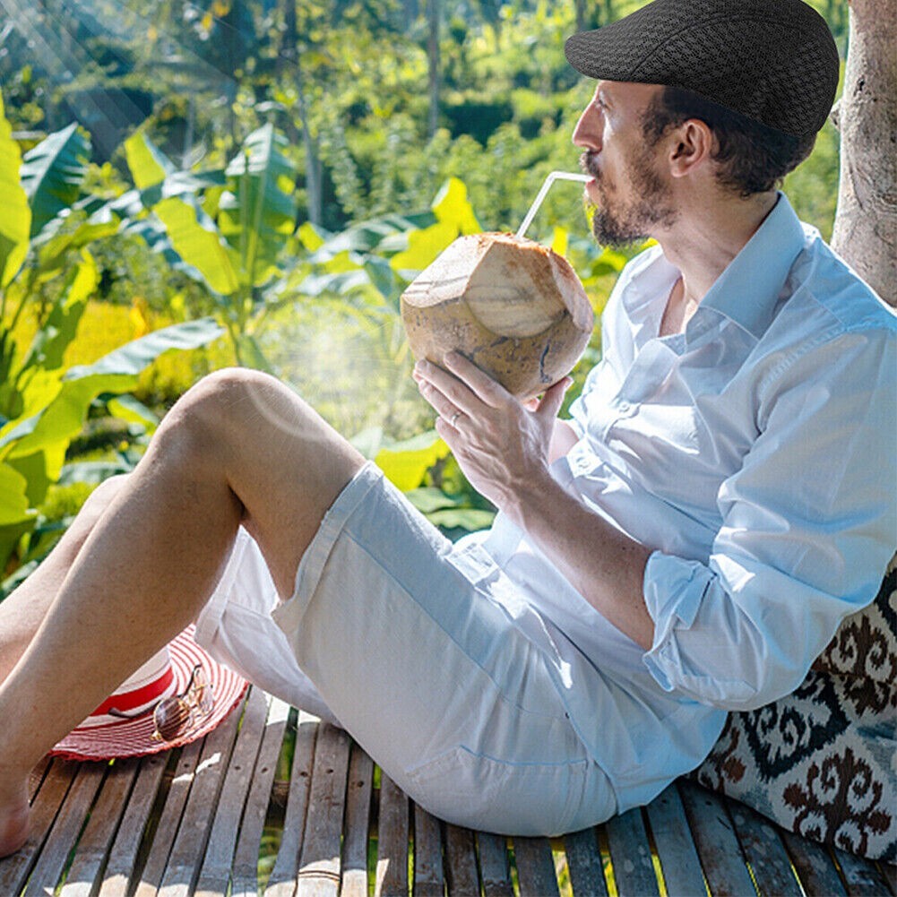 Summer Mesh Plain Newsboy Gatsby Cap Ivy Hat Golf Driver Mens Flat Cabbie Hats