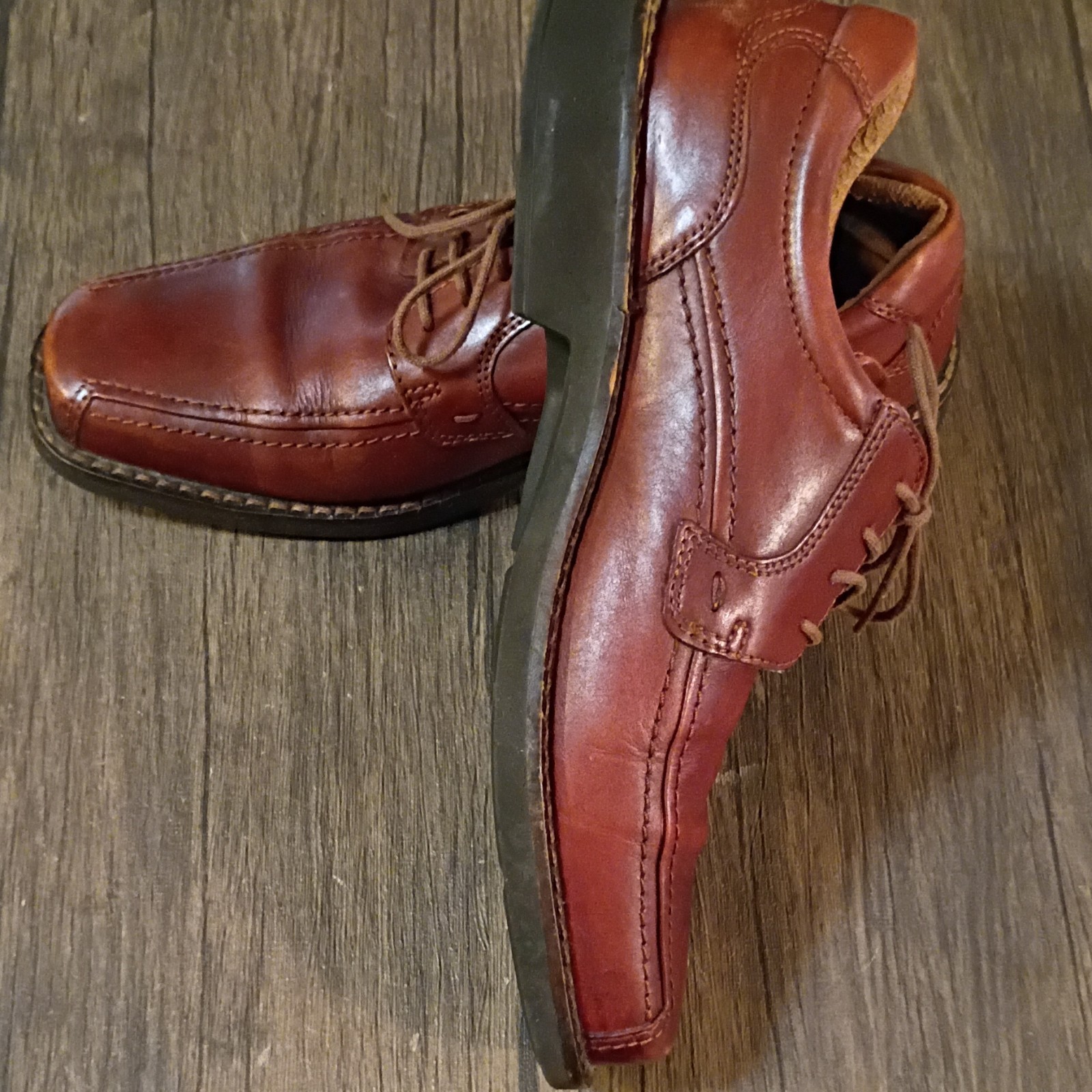 ECCO Shoes Mens 9.0 Brown Leather Derby Oxford Lace-Up Dress Comfort Classic