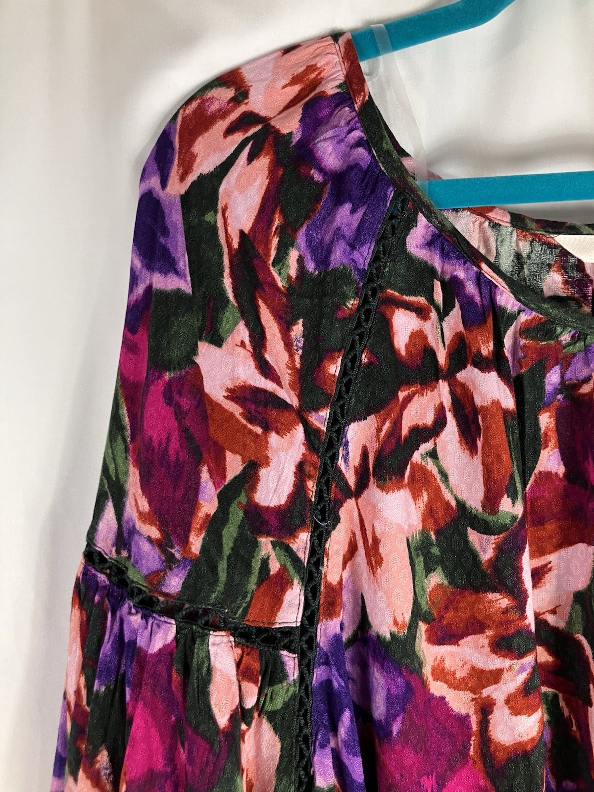 Terra & Sky 4X NWT Green Purple Pink LS Tunic Top Embroidered Boho Artsy