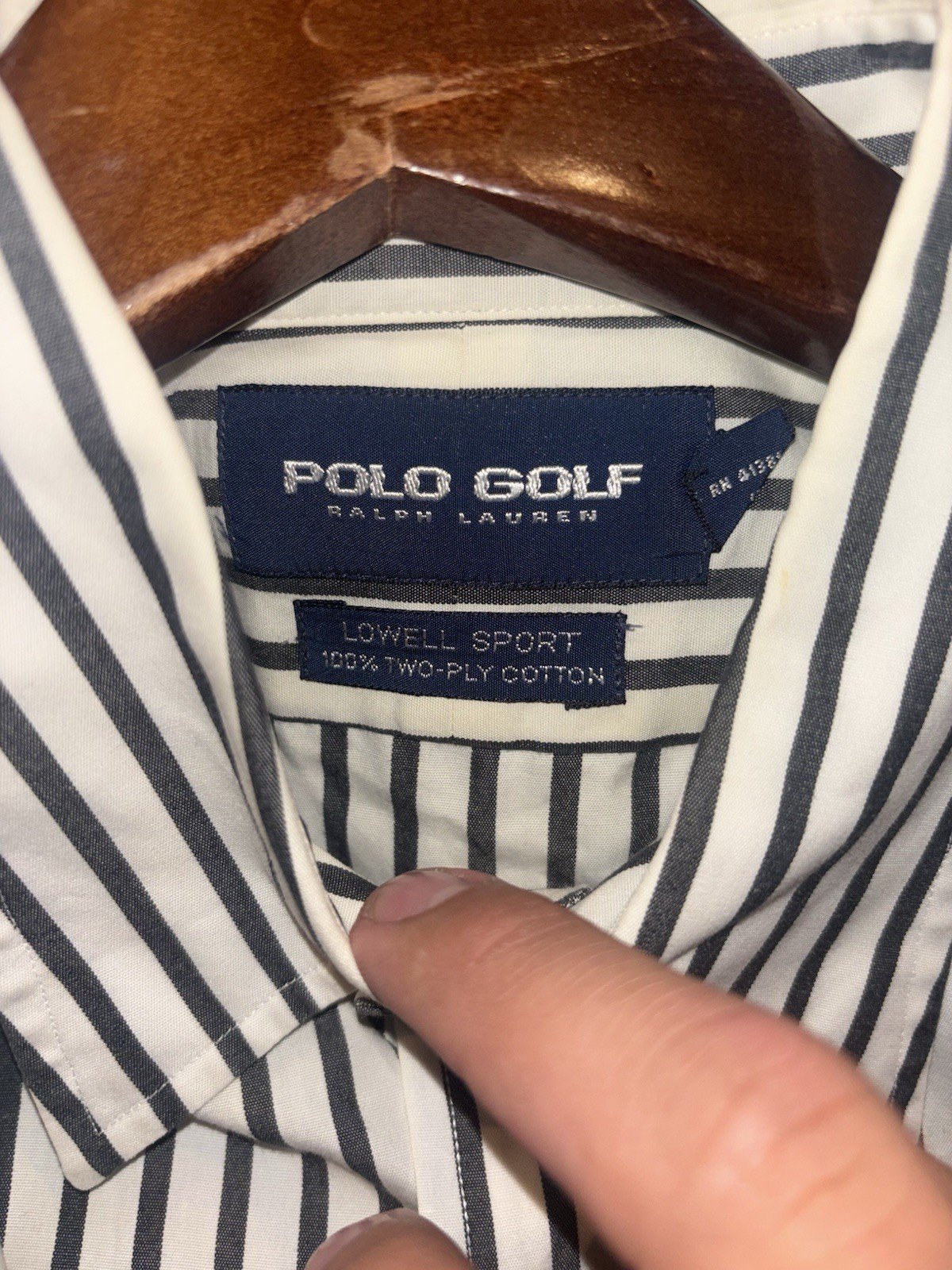 Polo Golf Ralph Lauren Lowell Sport Men’s M White/Gray Striped Non-Iron 32/33