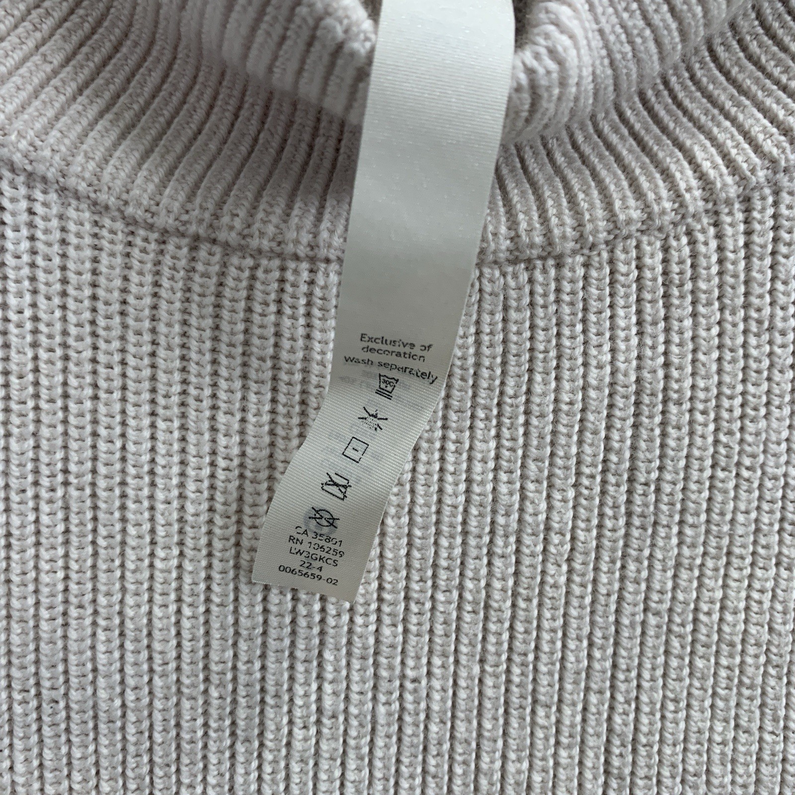 Lululemon Sweater Womens 2 Ribbed Merino Wool Blend Turtleneck Heathered Natural