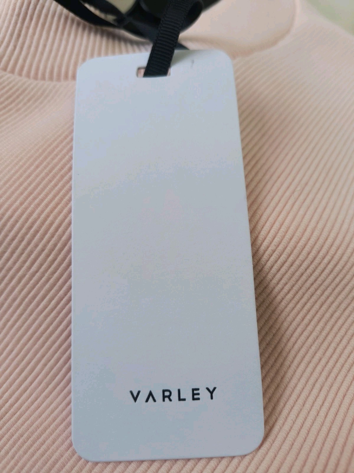 NWT Varley Ribbed Cotton Crewneck Side Zip Sweatshirt in Blush Pink Size Small