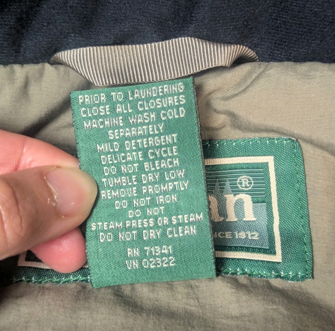 LL Bean Mens XL Primaloft Ski Jacket Hooded Insulated Coat Olive Green Pockets