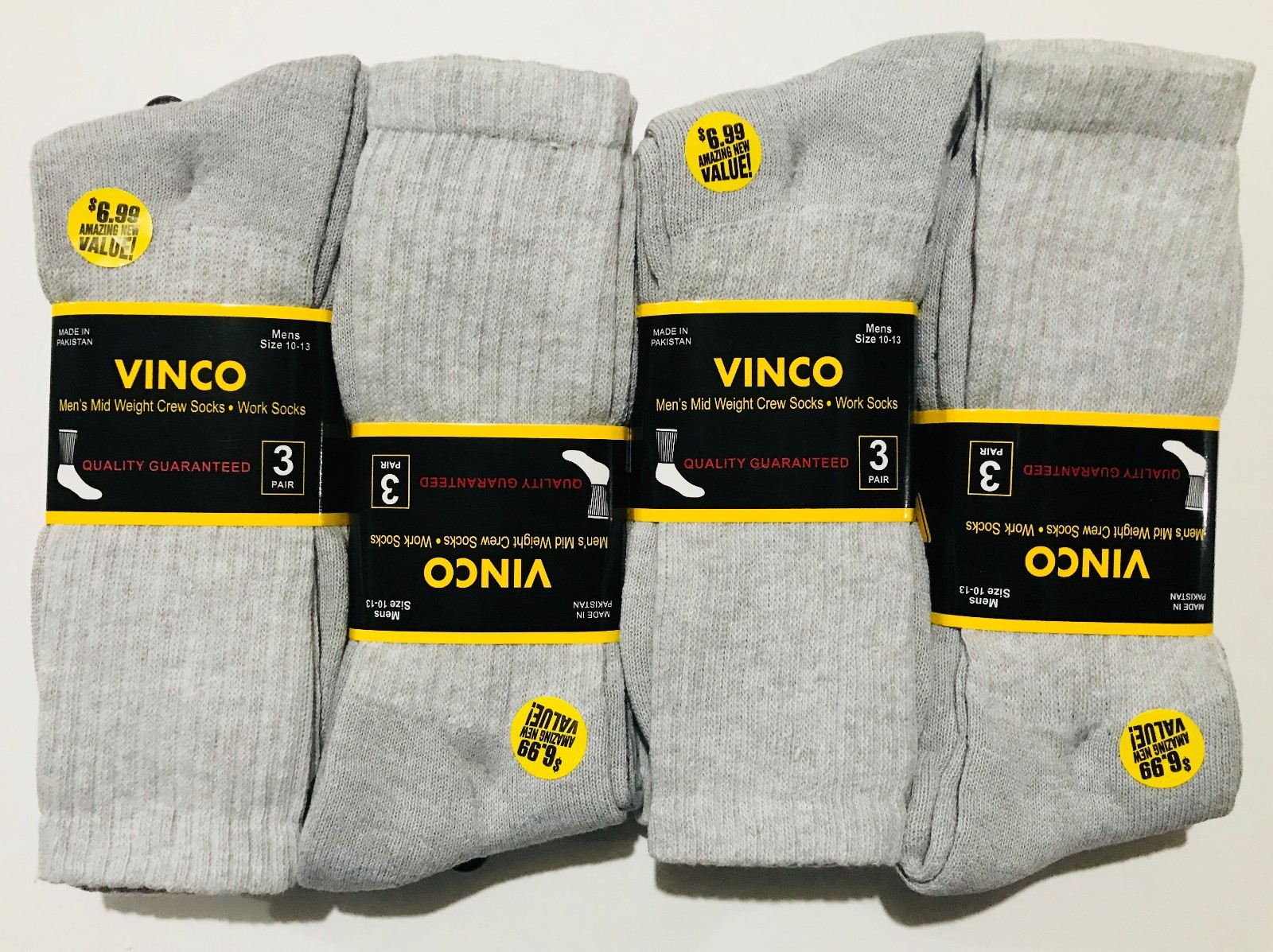 3-6-12 Pairs Men’s Crew Socks Grey Cotton Sports Work Athletic Socks size 9-13