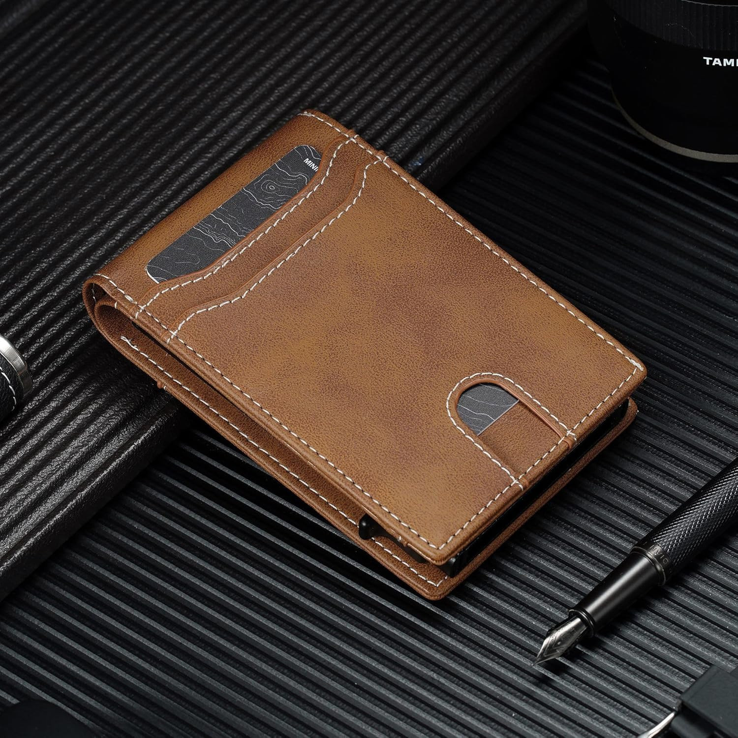 Card Wallet for Men Slim: Smart Rfid Minimalist Front Pocket Pop up Wallet with