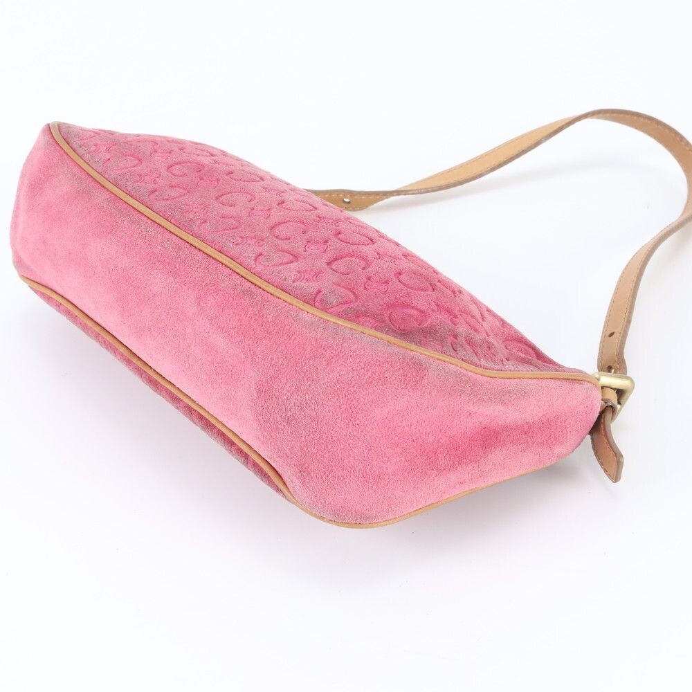 CELINE Shoulder Bag Suede C Macadam Leather Pink Vintage Authentic From Japan