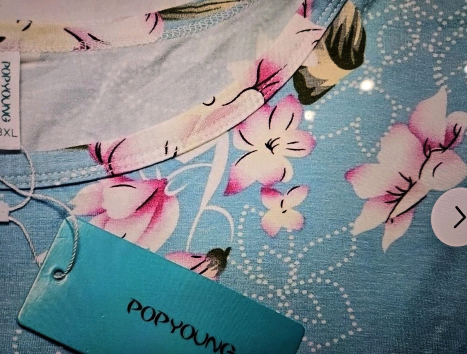 POPYOUNG Women’s XL Nightgown Blue Floral Short Sleeve Soft nwt $38.00