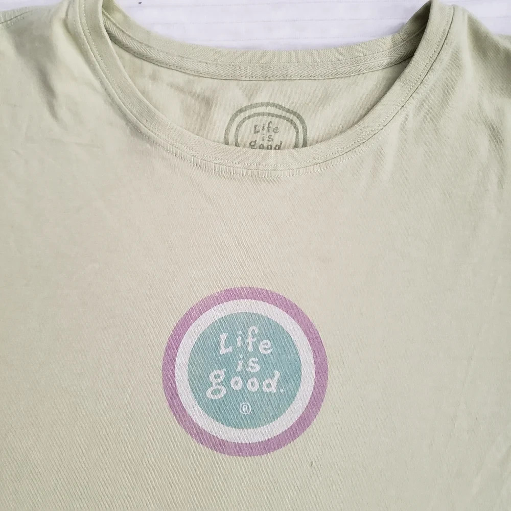 Life is Good Relaxed Fit Green T-Shirt XL circle logo