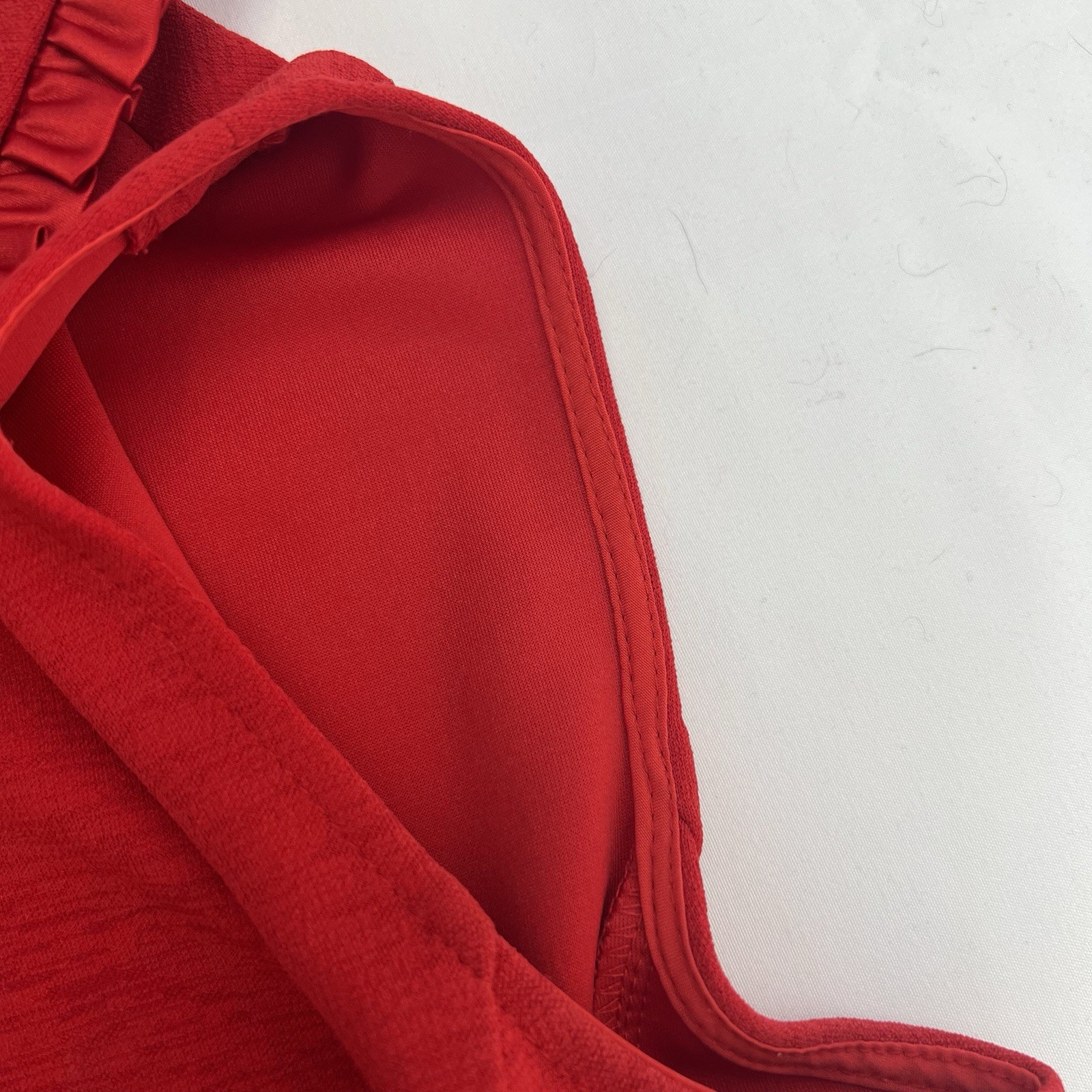 Nanette Lepore Red Dress Sleeveless Ruffle Peter Pan Collar Knit Size 8 POCKETS!