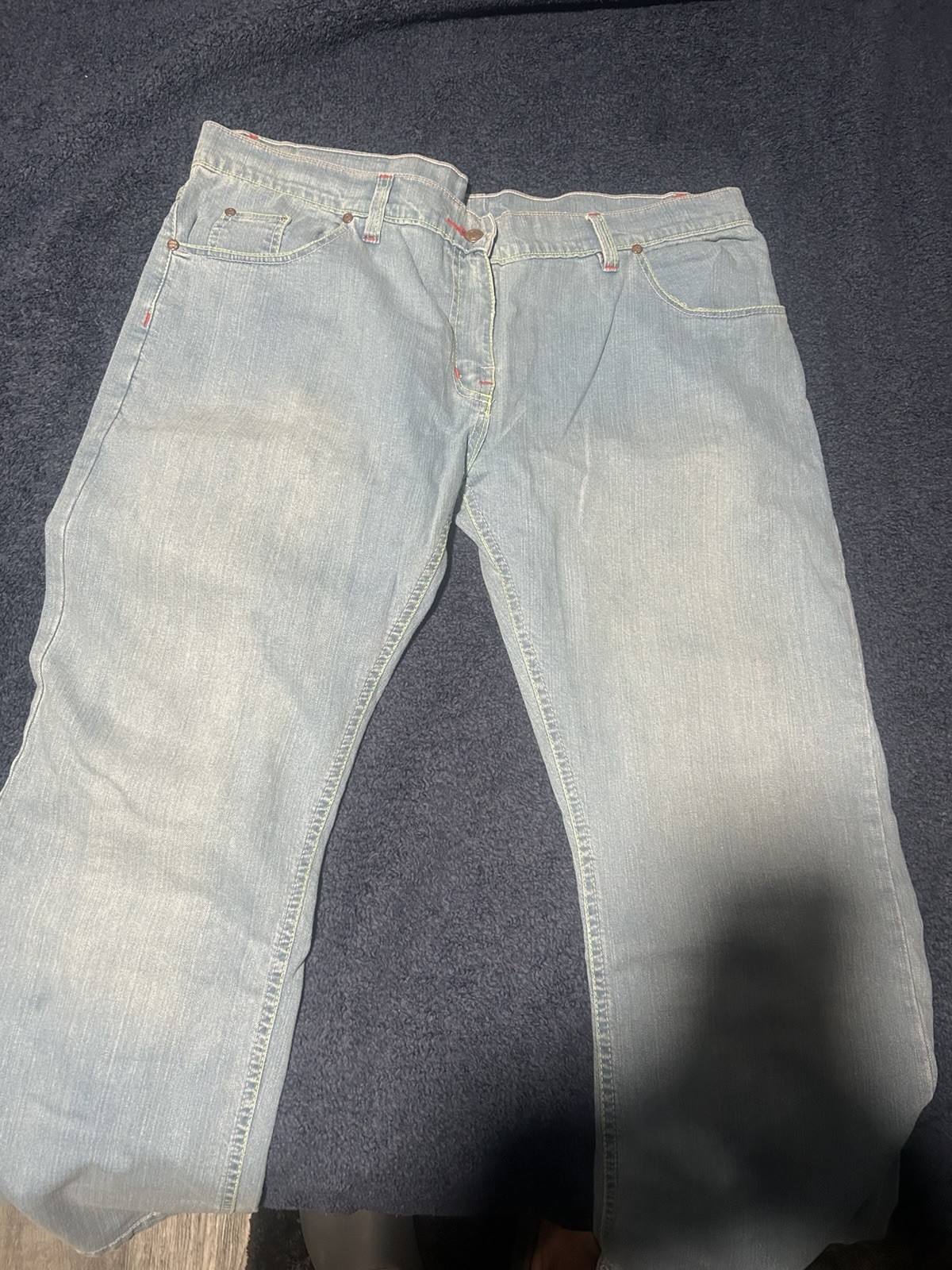 Start Jeans Girls Wide-Leg Light Wash Denim Jeans Blue/Pink 100% Cotton 17/13