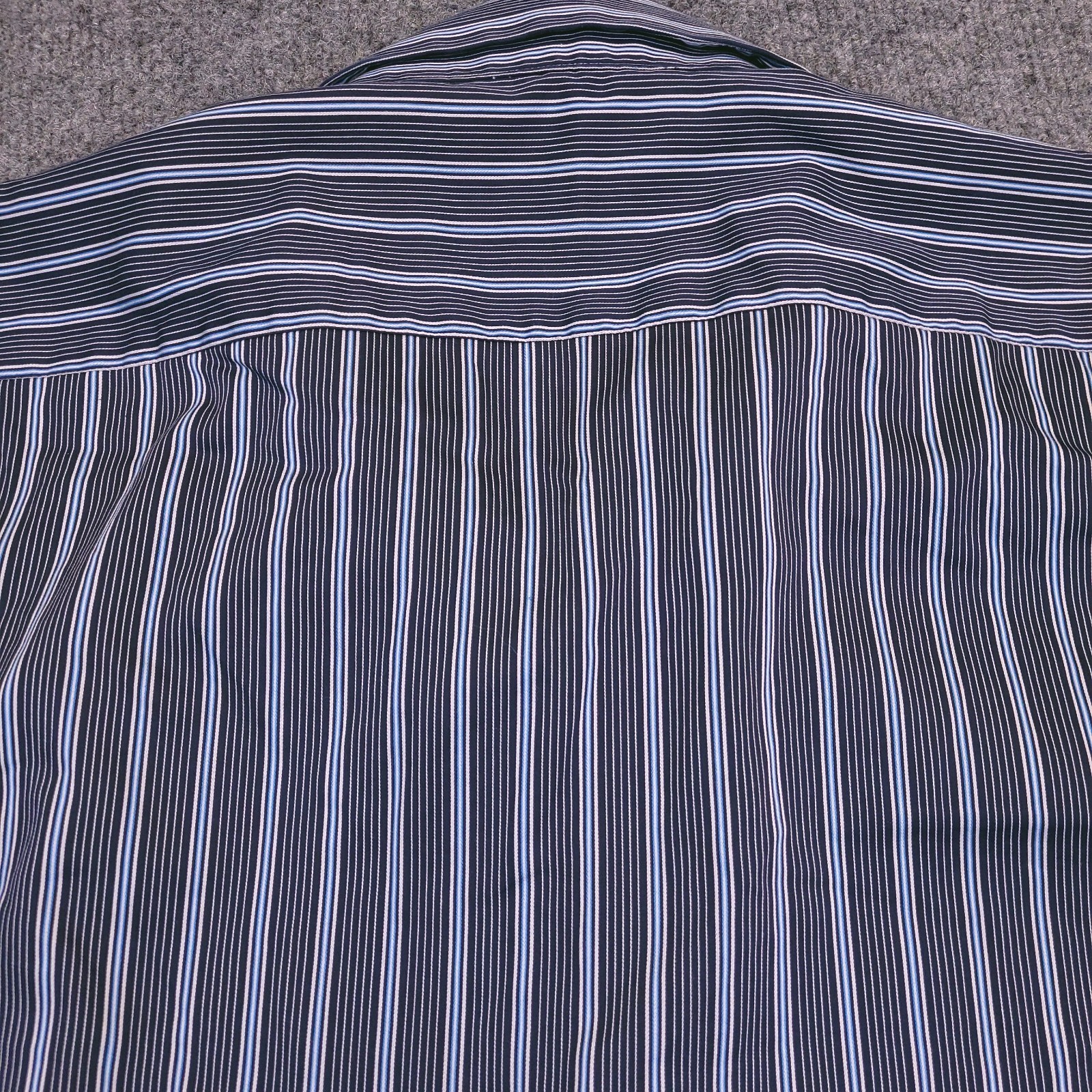 7D 7 Diamonds Mens Large Button Up Vertical Striped Flip Cuff Contrast Trim