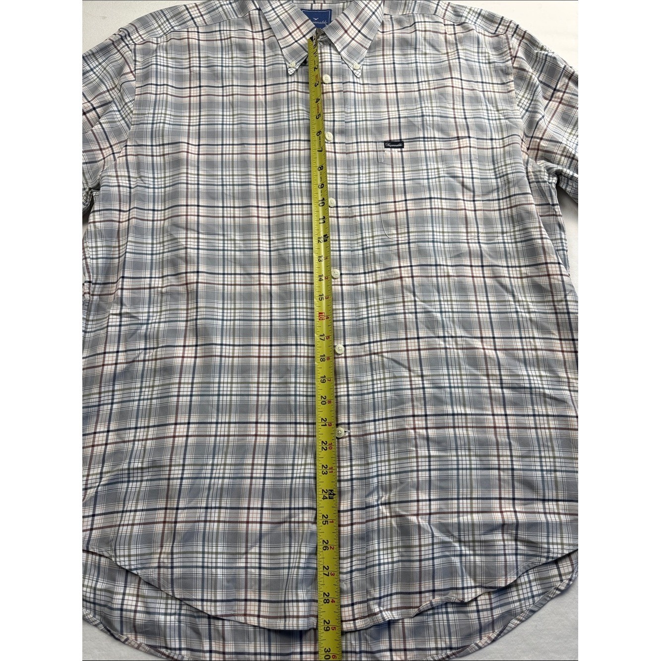 Faconnable Men’s Long-Sleeve Button-Down Plaid Shirt – Light Gray/Blue XL