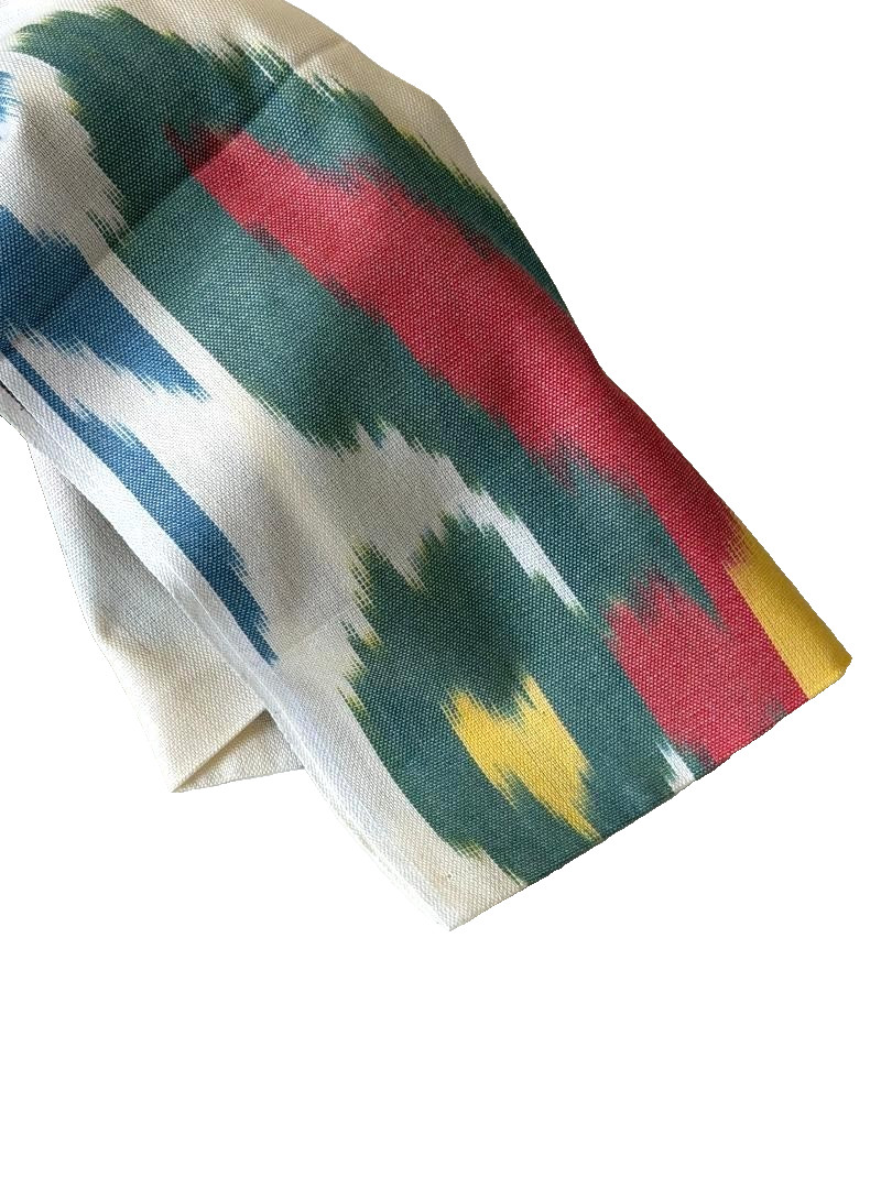GORGEOUS HAND WOVEN UZBEK IKAT COTTON SCARF – TRIBAL DESIGN – APPROX 19″ x 72″