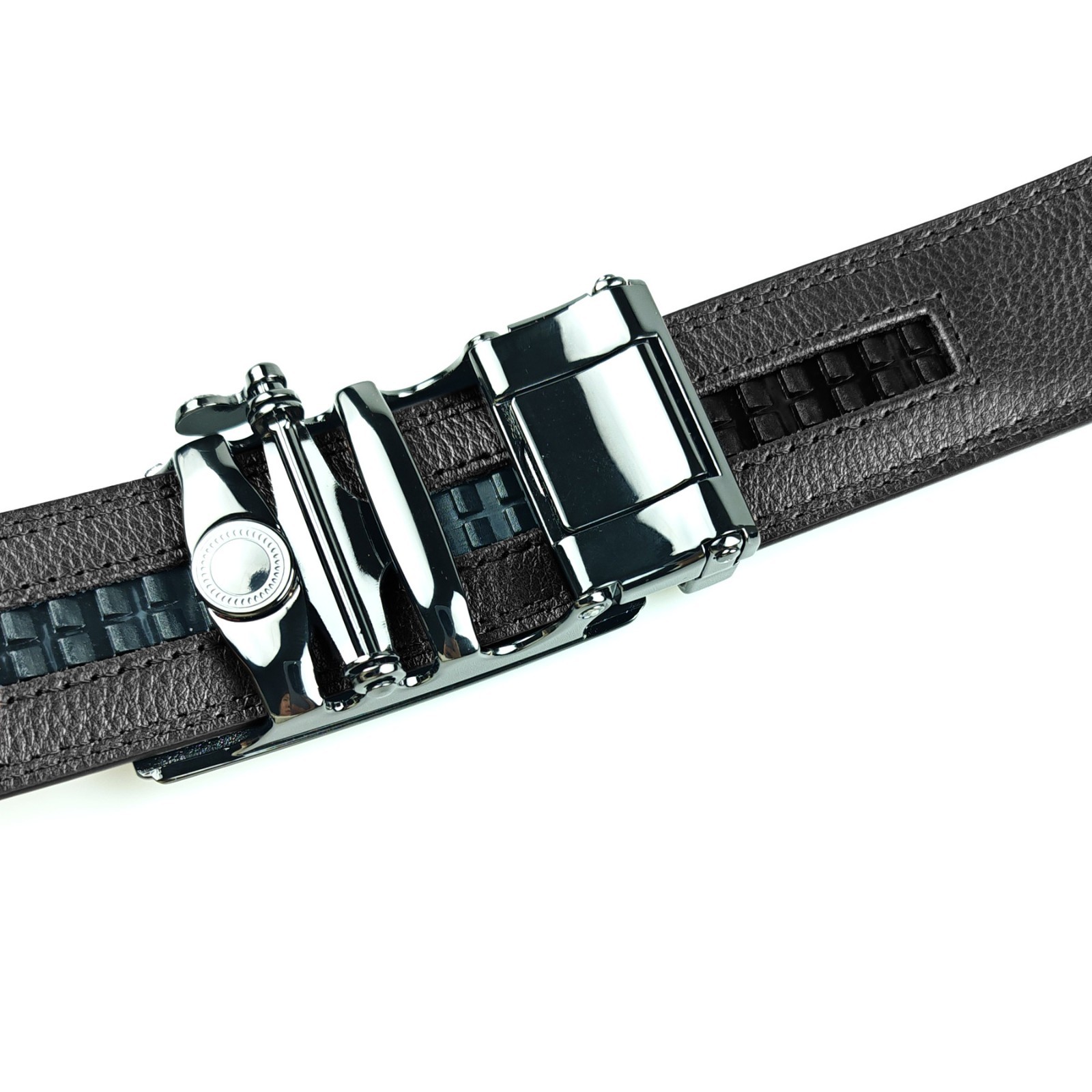 Genuine Real Leather Mens Ratchet Belt Belts For Men Adjustable Automatic Buckle