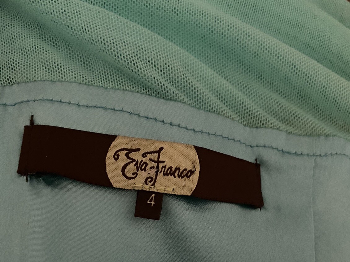Eva Franco Dress Anthropologie Turquoise, Yellow, Silver Metallic Thread 4 Mesh