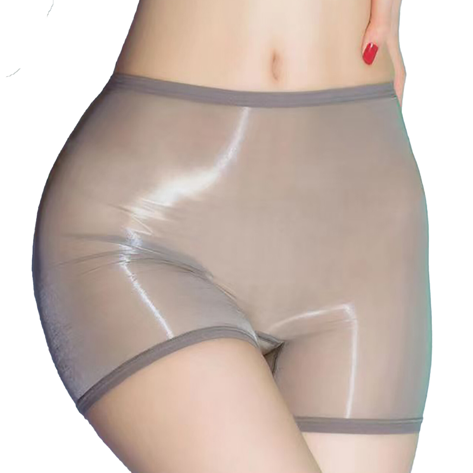 Glossy Sheer Panties Boxer Shorts Underwear Shiny Silky Briefs Lingerie Seamless