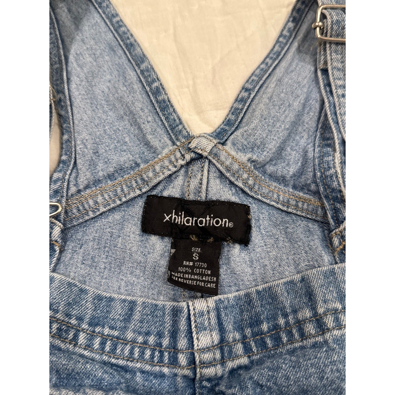 Xhilaration Womens Small Denim Shortalls Light Wash Blue Cotton Overalls Short
